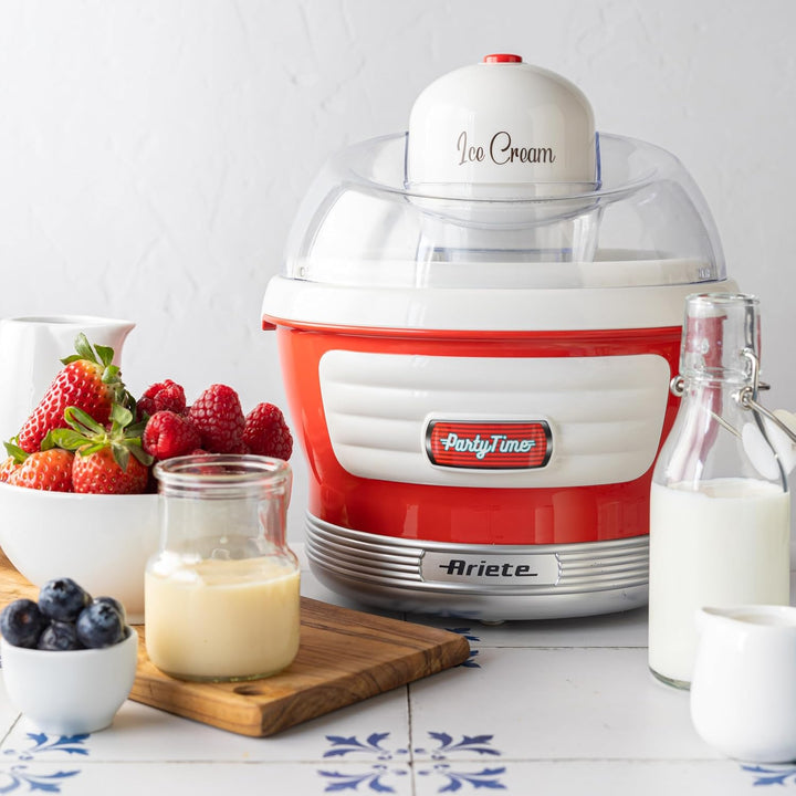 Ariete Ice Cream Maker Party Time 643, Eismaschine, Rührspatel, Eismaschine mit Deckel zum Hinzufüge