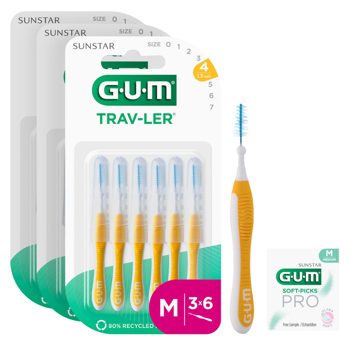 GUM TRAV-LER Professionelle Interdentalbürsten | Borsten mit antibakteriellem Schutz | Beschichteter