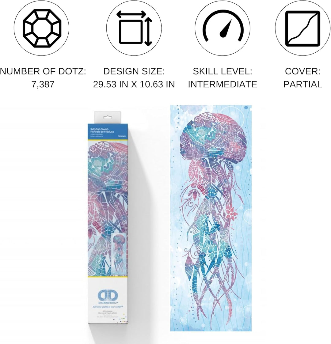 DIAMOND DOTZ 2592644 Original 5D Diamond Painting Set, Qualle, DIY Diamant-Malerei-Kit mit runden Gl