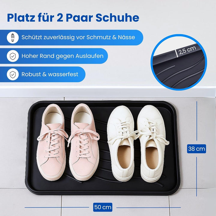 Bestlivings Schuhabtropfschale (2er Pack - Anthrazit) Schuhwanne mit hohem Rand (50x38x2,5cm) - Aptr