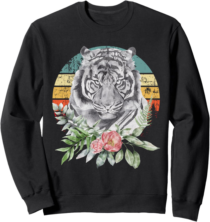 Tiger Retro Retro Sonnenuntergang Blumen der Erde jeden Tag Sweatshirt