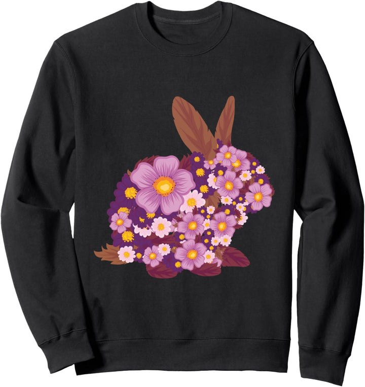 Vintage Blumenkunst Kaninchen Französische Blumen Fleur Sweatshirt