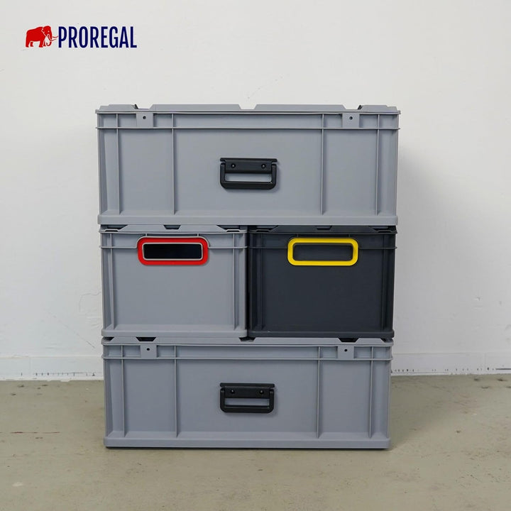 PROREGAL SuperSparSet 4x Eurobox NextGen Color | HxBxT 32x30x40cm | 30 Liter | Griffe schwarz geschl