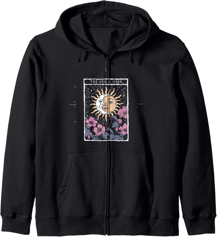 Sun Moon Floral Tarot Card Kapuzenjacke