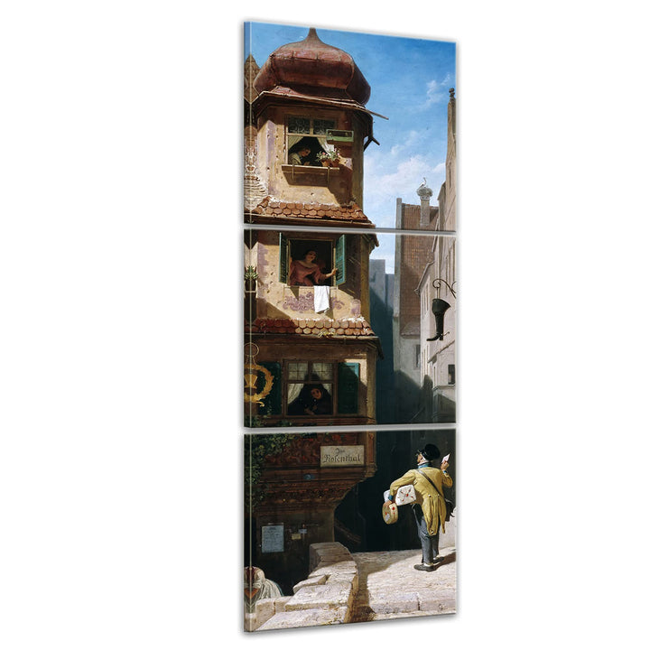 Bilderdepot24 Bild auf Leinwand | Carl Spitzweg Der Briefbote im Rosenthal in 30x90 cm mehrteilig al