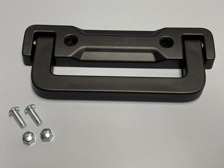 Auer Packaging 10x Kunststoff Klappgriff 16x6,3x1,5cm schwarz selbstfedernd * Griff für Eurobehälter