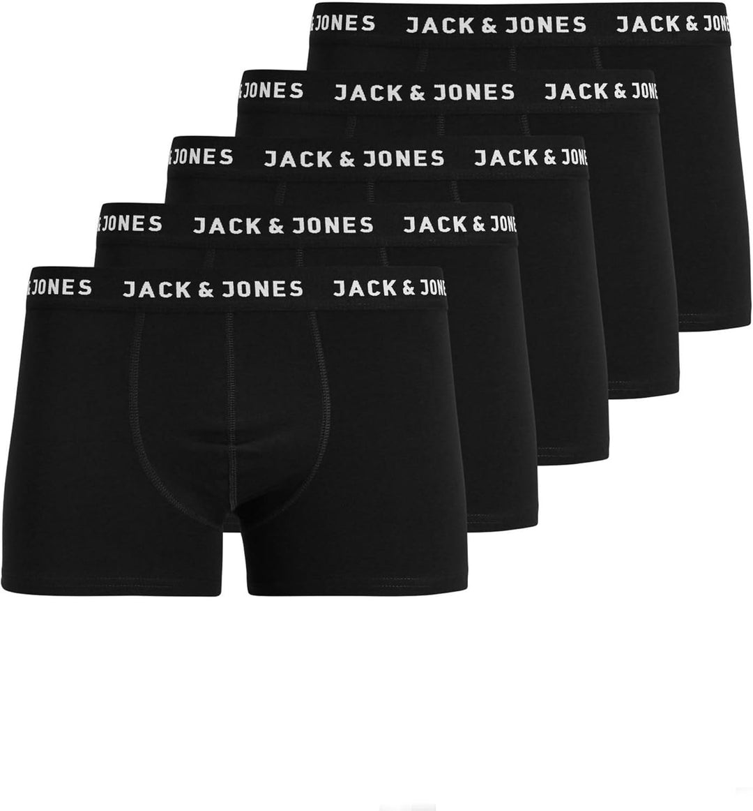 JACK &amp; JONES Male Trunks 5er-Pack Herrenunterwäsche in Grösse XS–XXL S Schwarz, S Schwarz