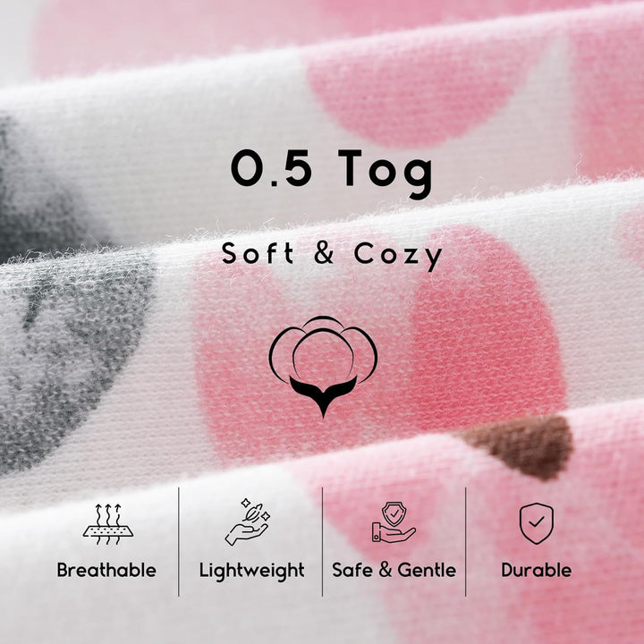 Yoofoss Schlafsack Baby Sommer 0.5 Tog - 3er Pack 67cm/0-6 Monate 100% Baumwolle Sommerschlafsack Ba