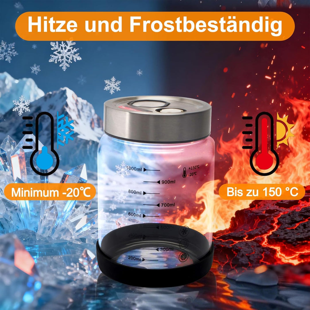 Fermentierglas 1 Liter mit Deckel: Doppelanschluss-Auslassventil Gärglas für Haushaltsfermenter- Sau