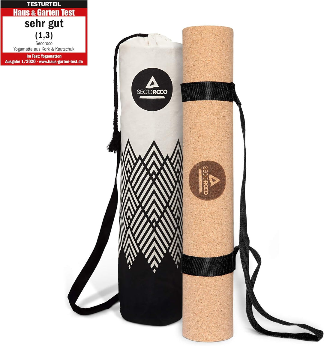 Secoroco Yogamatte Kork - getestet mit SEHR GUT - 2-5 mm Stärke - rutschfest, vegan &amp; nachhaltig - Y