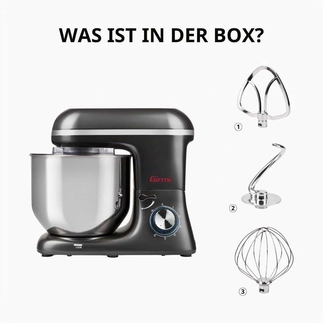 Girmi IM46 Knetmaschine Gastronomo 8 l, Teige von max. 3 kg, Leistung: 1400 W (max. 1800 W), IM4600,