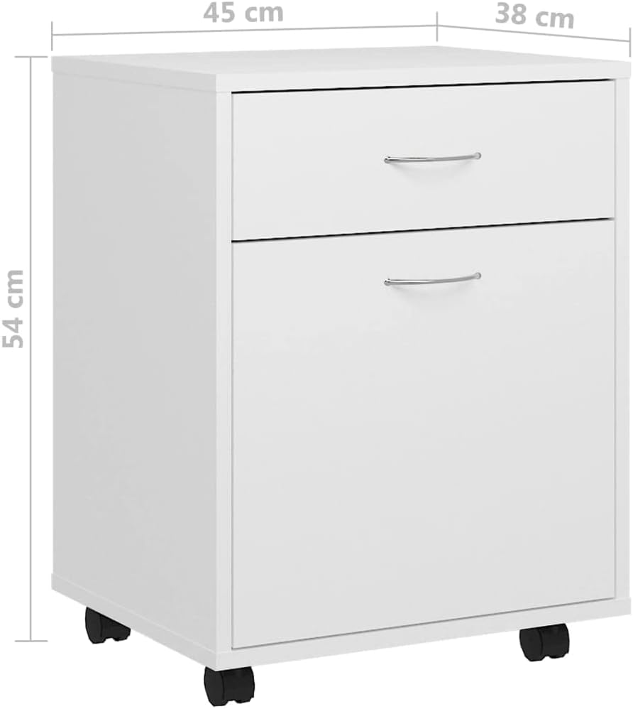 Rollcontainer mit 1 Tür und 1 Schublade, Rollschrank Rollwagen Schubladencontainer Bürocontainer Bür