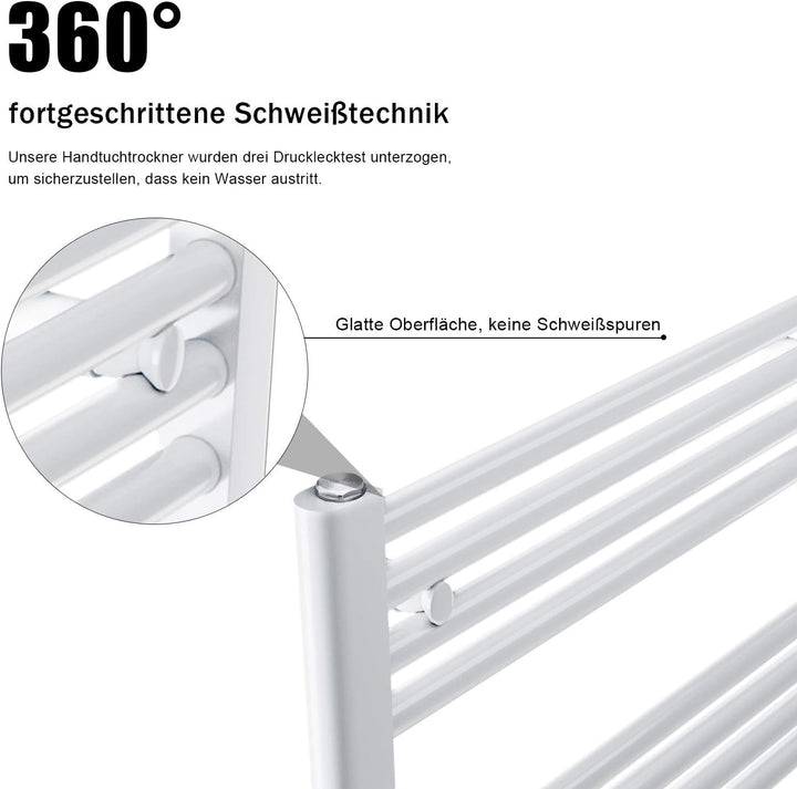 SONNI Handtuchheizkörper Handtuchtrockner 60 x 120cm Heizkörper Bad Mittelanschluss Handtuchwärmer B