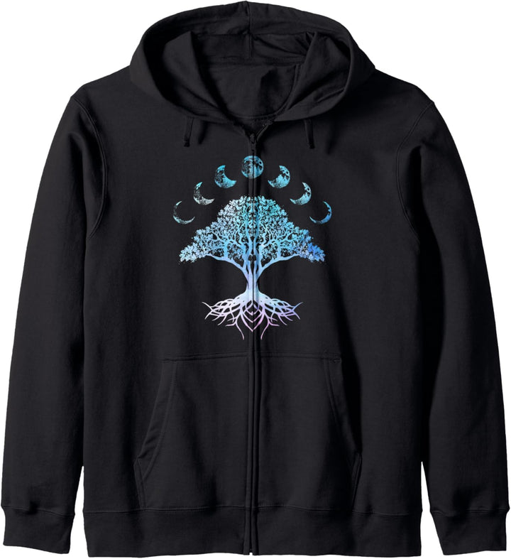 Lebensbaum Mond Mondphasen Zen Spirituelles Yoga Meditation Kapuzenjacke