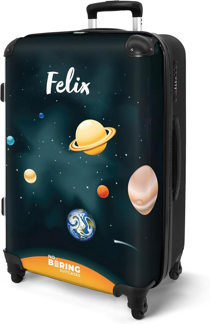 NoBoringSuitcases.com® Kinderkoffer Jungen, 67 cm - 72 L - Reisekoffer mit Rollen Gross - Hartschale