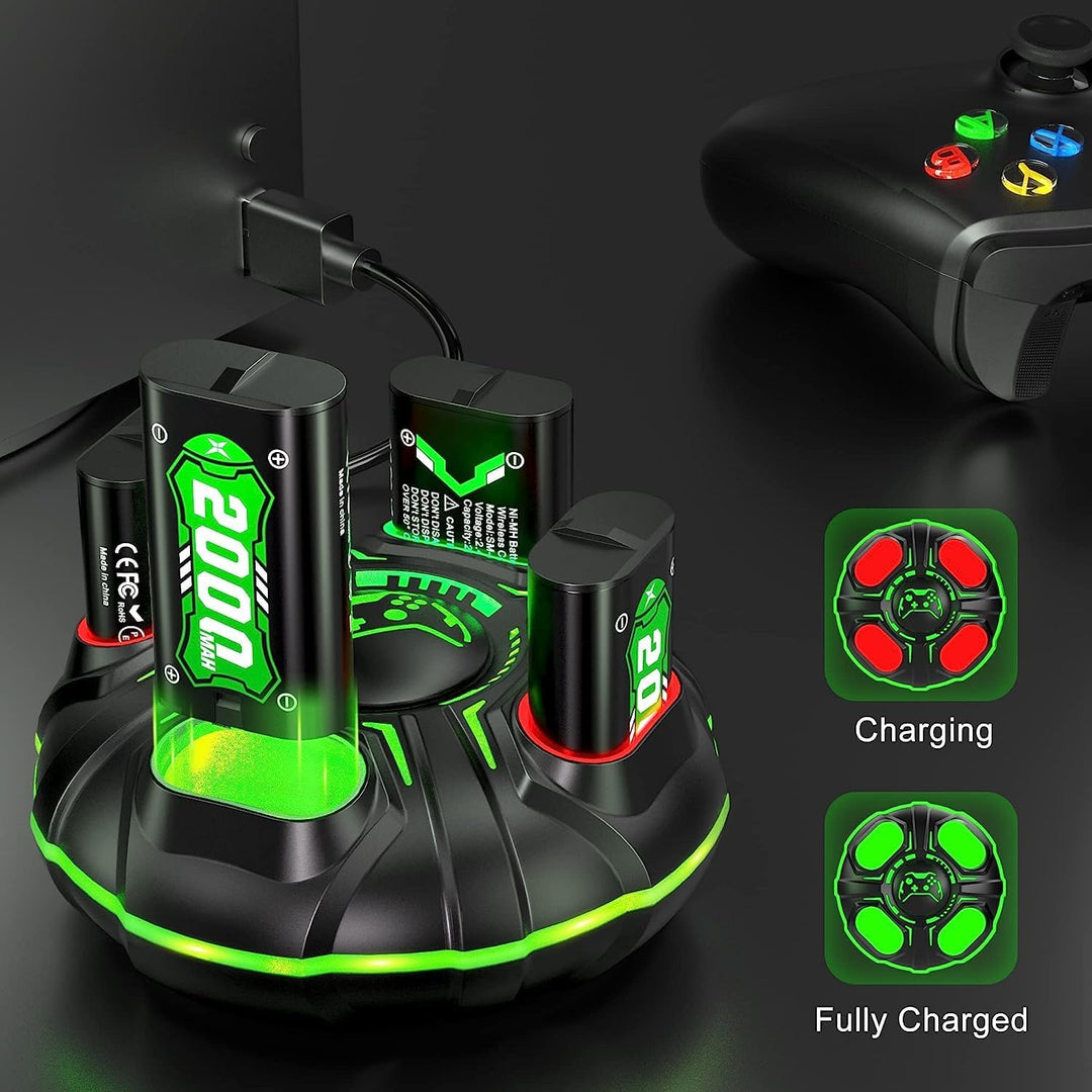 SWANPOW Akku für Xbox One/Series X&S Controller, (4x4800mWh) 4x2000mAh wiederaufladbare Akkus mit La
