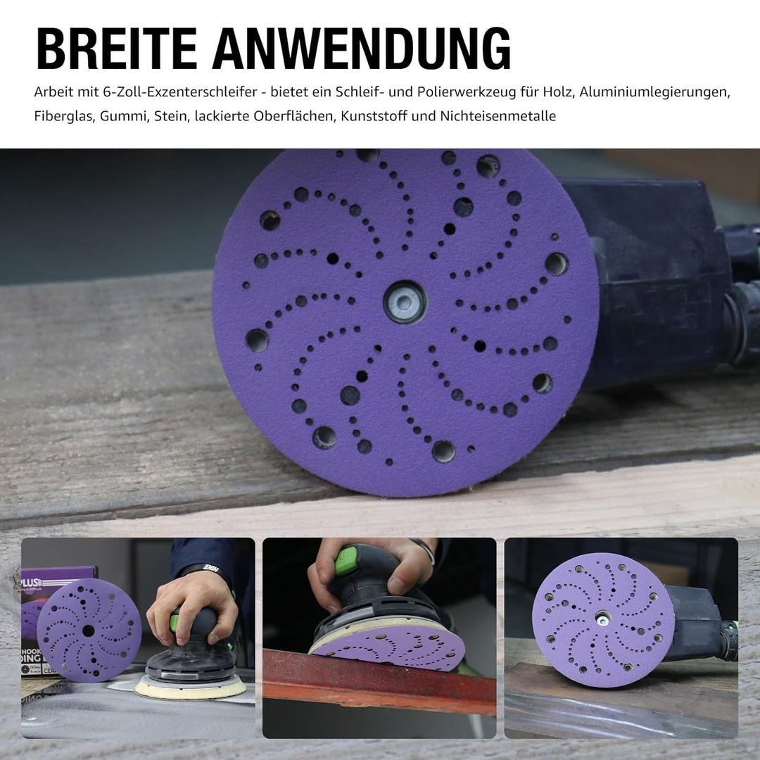 Schleifscheiben 150mm Klett 40 Körnung Keramik Schleifpapier Blau Poröses Schleifscheiben, Exzenters