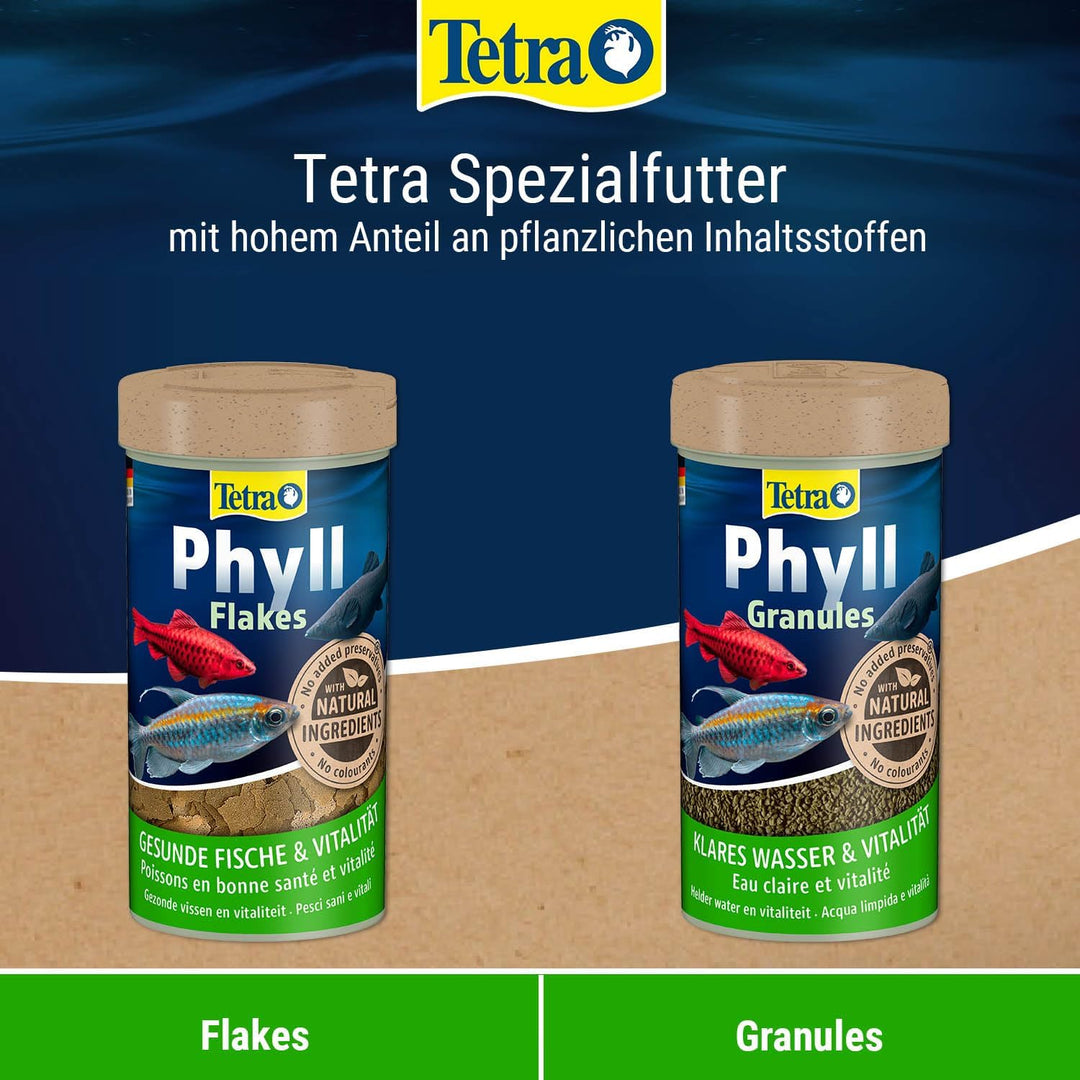 TetraPhyll Flakes - Fischfutter für alle pflanzenfressenden Zierfische, Flockenfutter mit lebenswich