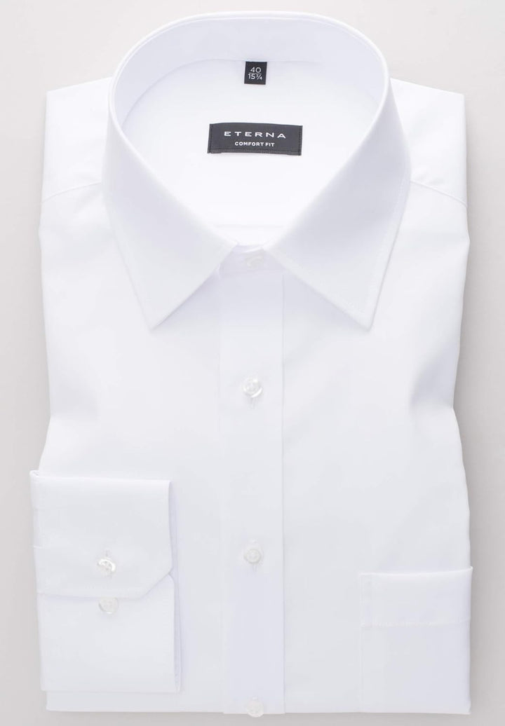 ETERNA Langarm Hemd COMFORT FIT Popeline unifarben 41 Weiss, 41 Weiss