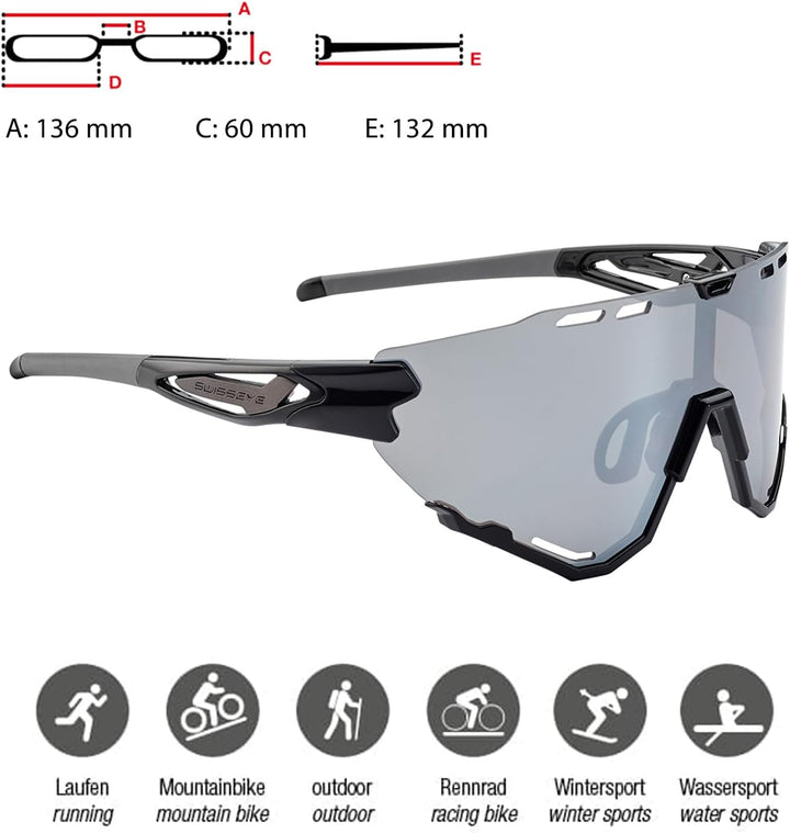 SWISSEYE Unisex Mantra Sportbrille Einheitsgrösse black shiny/anthracite, Einheitsgrösse black shiny
