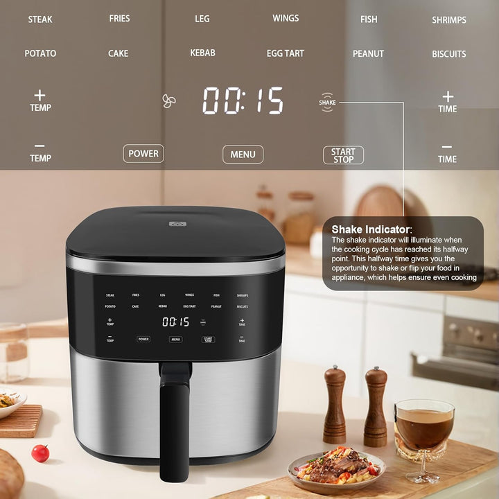 Heissluftfritteuse 7L XXL mit Touchscreen, 12 Voreingestellte Programme, Digitale Anzeige, Ohne Öl,