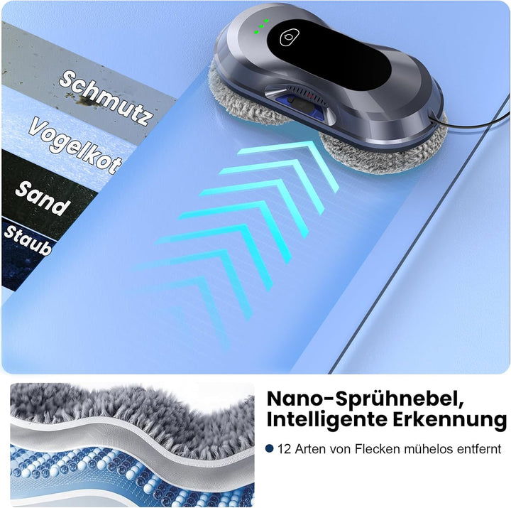Fensterputzroboter 2026 Neuheit, 6000Pa, Doppeldüsen-Sprühfunktion,