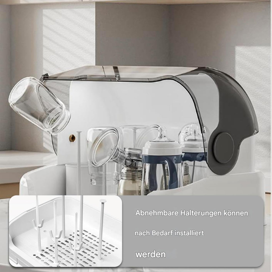 Abtropfgestell Für Babyflaschen Mit Abdeckung, Trockenständer Babyflaschen Mit Abnehmbarer Tropfscha