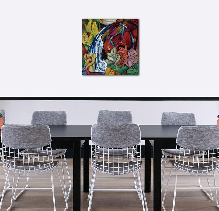 Printed Paintings Leinwand (70x70cm): Franz Marc - Der Wasserfall (Frauen unter einem Wasserfall) (1