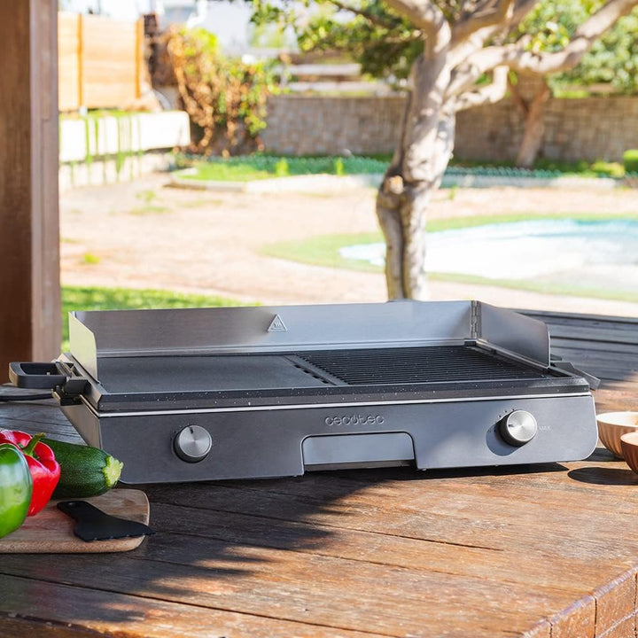 Cecotec Elektrischer Tischgrill PerfectRoast 3000 Inox. 3000 W, Grillfläche Mixta, Antihaftbeschicht