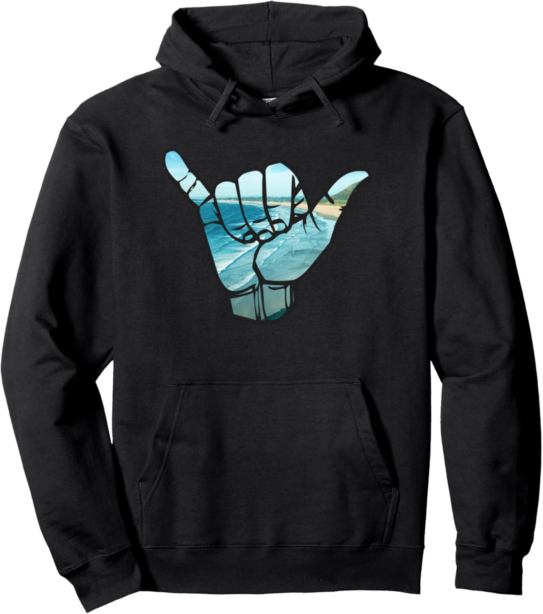 Shaka Surfing Ocean Waves Surfer Pullover Hoodie