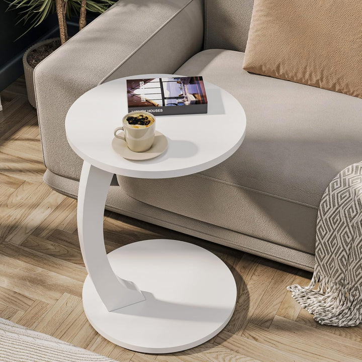 Tubibu C Form Kleiner Beistelltisch, Runder Tisch als Ablagefläche für Couch und Sofa mit Rollen, Ro