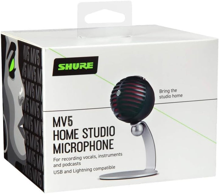 Shure MV5-B-DIG – Digitales Kondensatormikrofon für hochwertige Audioaufnahmen mit USB- und Lightnin
