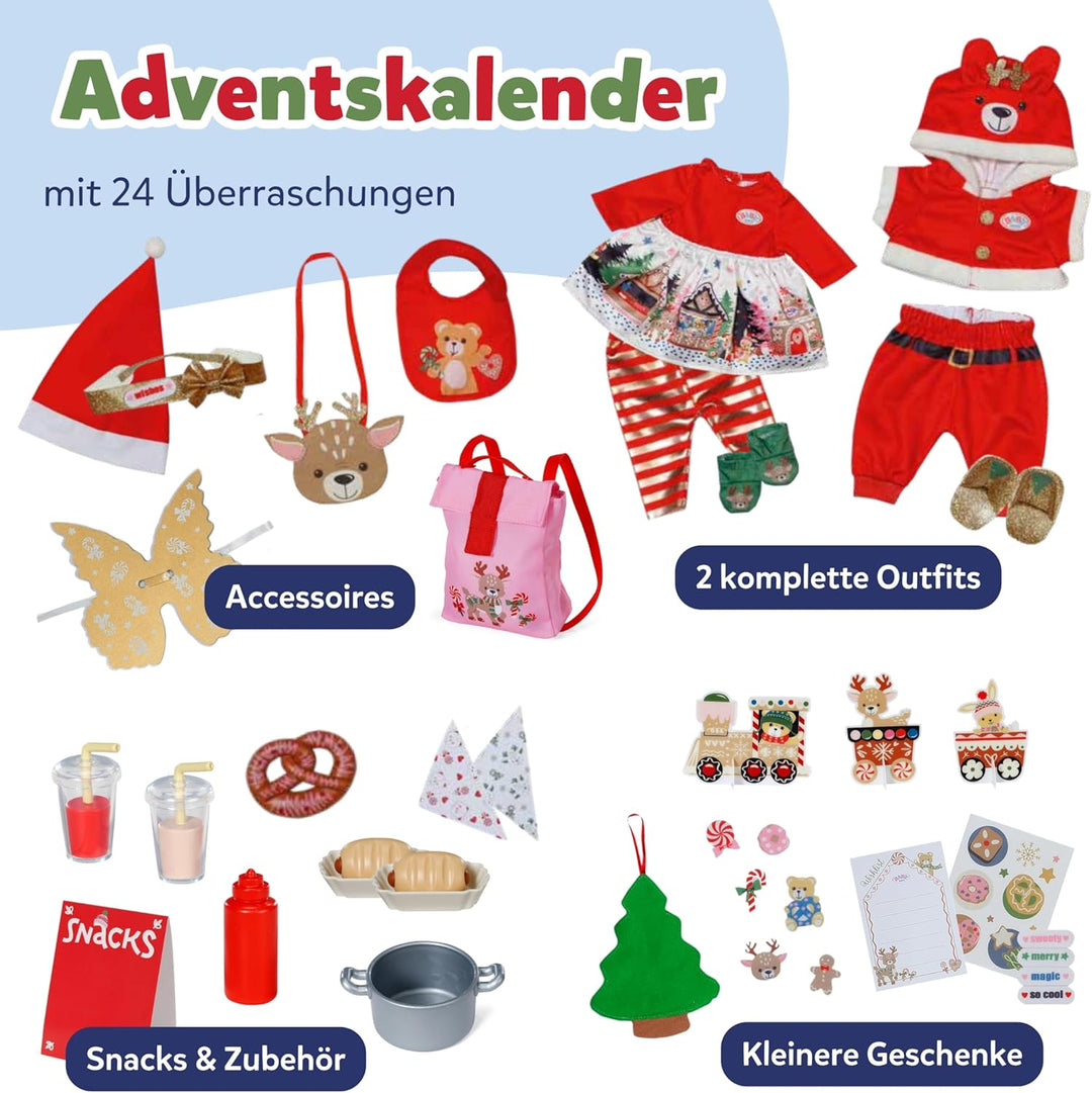 BABY born Adventskalender - 24 Überraschungen - Puppenkleidung &amp; Accessoires für 43 cm Puppen - Hoch