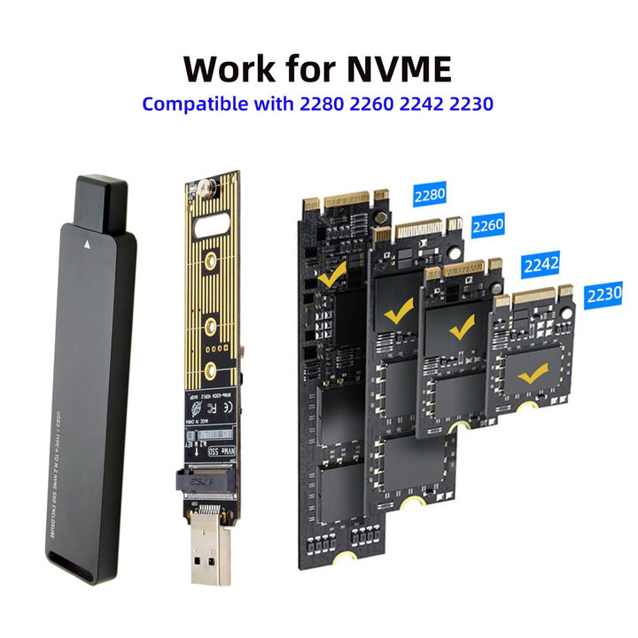 CY USB 3.0 auf NVME M-Key M.2 NGFF SSD Externer PCBA Konveter-Adapter mit Flash Disk Gehäuse, Schwar