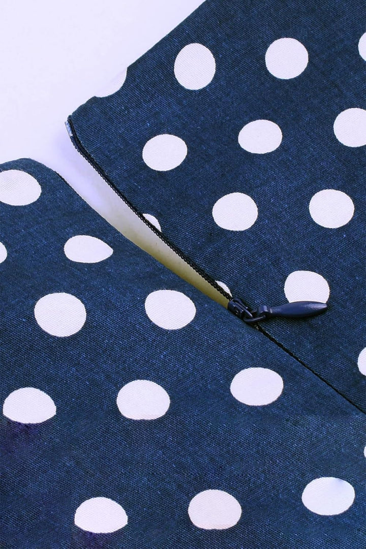 AXOE Damen 60er Jahre Polka Dot Vintage Rockabilly Kleid Abendkleider Navy S, Navy S