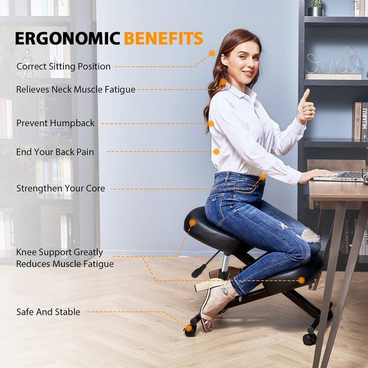 Himimi Kniestuhl Ergonomisch mit dickem Memory Foam Kissen, höhenverstellbarer Kniehocker Einstellba