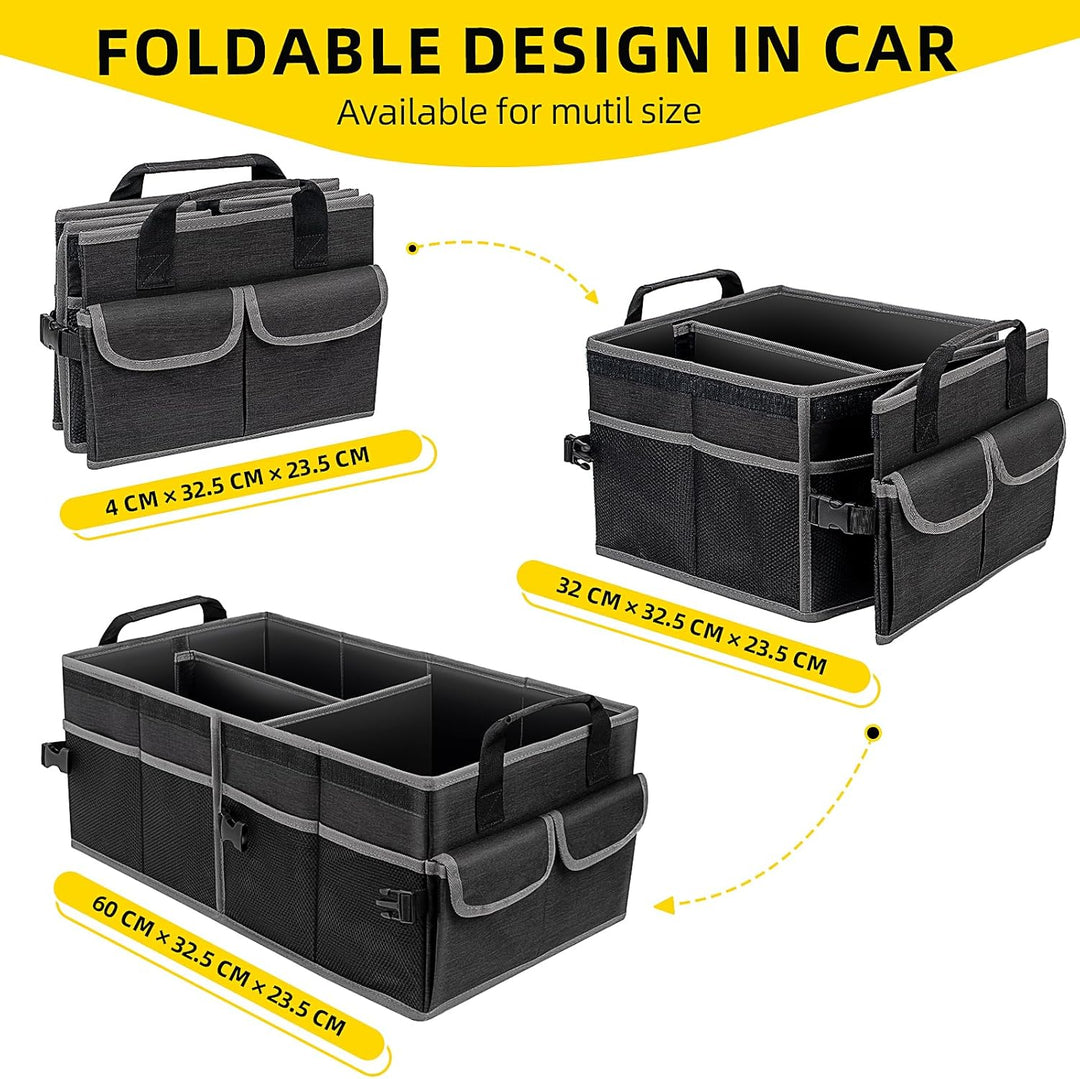 YBCPACK Auto Kofferraum Organizer mit Deckel [60L] - Stabil &amp; Rutschfes - Faltbar Kofferraumtasch au