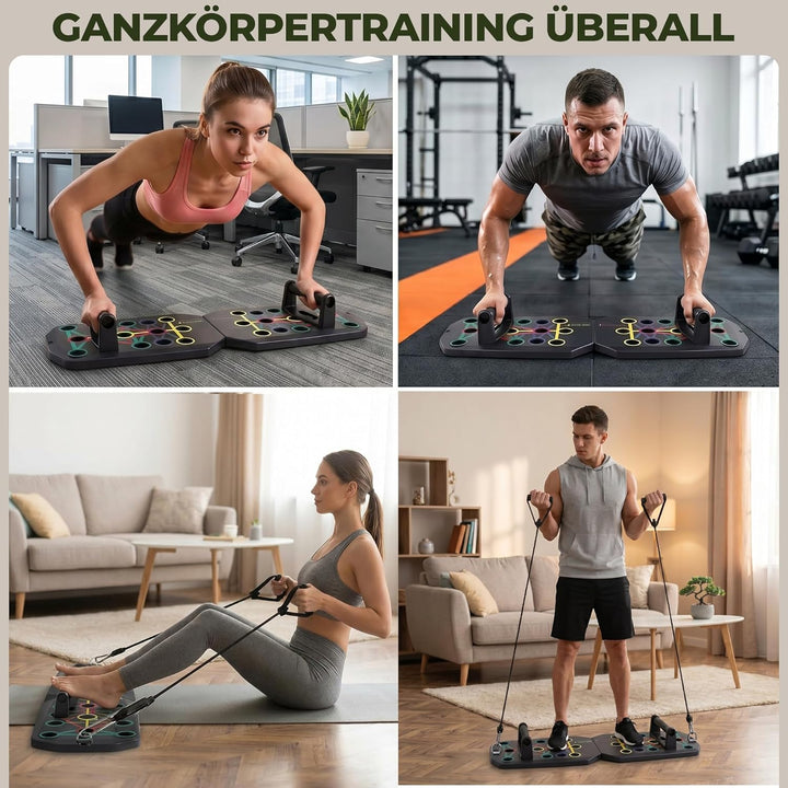 Klimmzugstange Türrahmen ohne Schrauben I Liegestützbrett Set – Home Gym Fitnessgeräte für Zuhause –