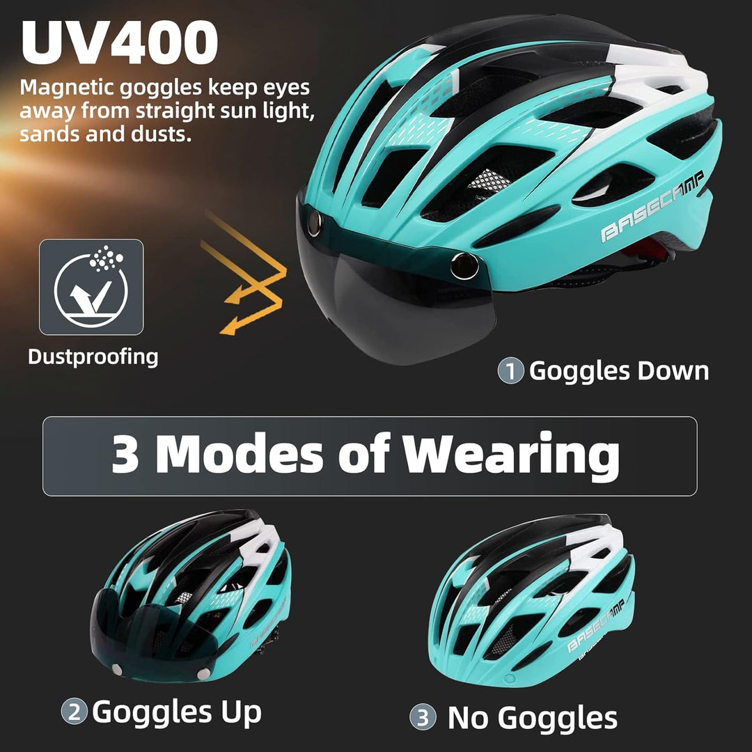 Shinmax Fahrradhelm mit LED-Beleuchtung, Fahrradhelm mit Sicherheitsbeleuchtung, magnetischer Fahrra