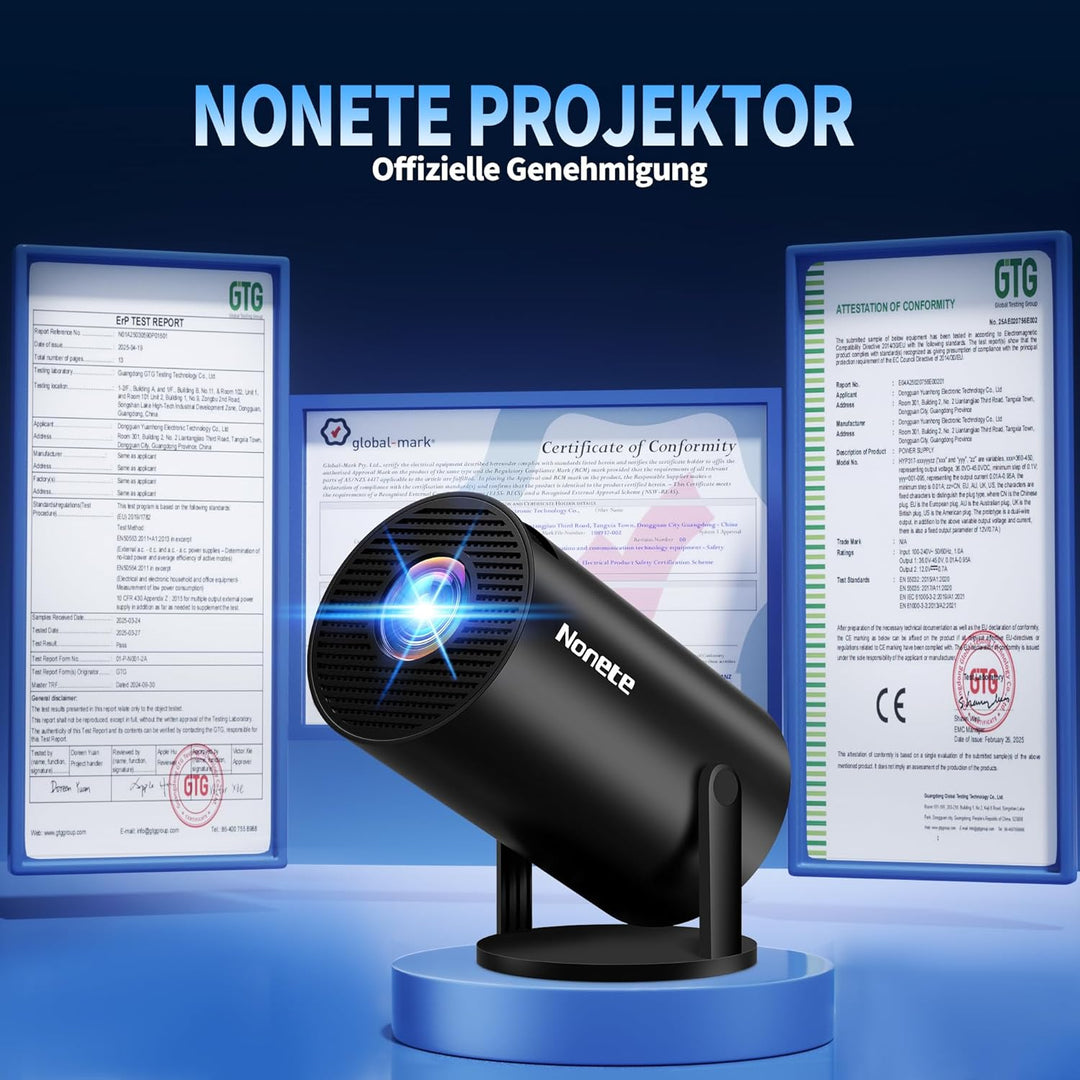 Beamer 4K Projektor Full HD 1080P【2026 Modell】 Mini Beamer mit WiFi 6 und Bluetooth 5.2, Android Tra