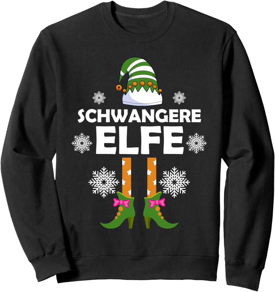 Schwangere Elfe Familien Weihnachts Outfit Weihnachtself Sweatshirt