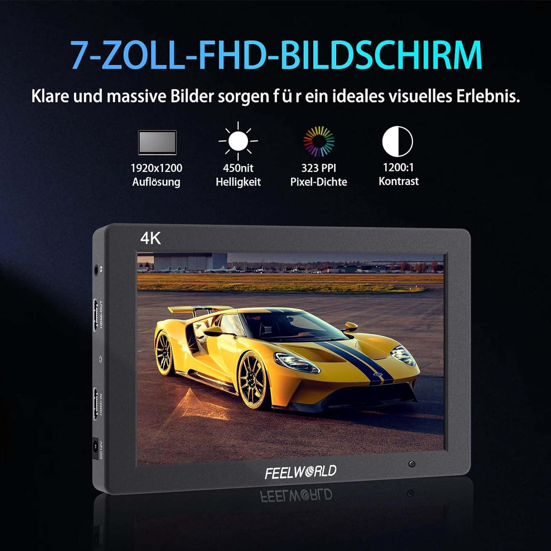 Feelworld T7PLUS Kamera DSLR Feld Monitor 7 Zoll 3D LUT Waveform Vector Scope 1920x1200 4K HDMI Bild
