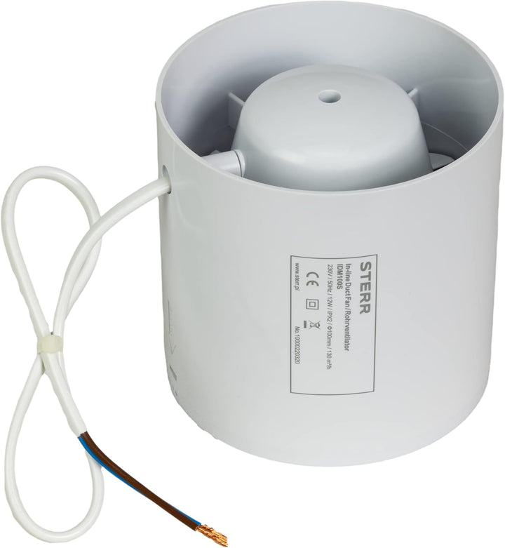 STERR IDM100S Schlanker Rohrventilator 100 mm - Rohrlüfter - Hohe Qualität - Leise - Für Bad WC - Kü