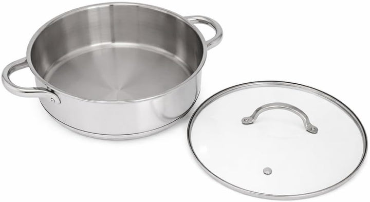 Flach Topf mit Deckel in vielen Grössen Kochtopf Töpfe Induktion Edelstahl (6L/∅28cm), 6L/&amp;