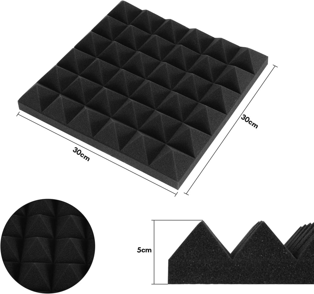 Akustikschaumstoff Schallabsorber, 48 Stück Akustikplatten Selbstklebend, Schallabsorber Wand, Schal