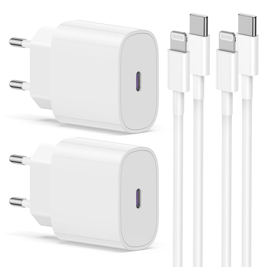 2Pack iPhone Schnellladegerät mit Ladekabel Original, iPhone Schnellladekabel USB C Power Adapter Ty