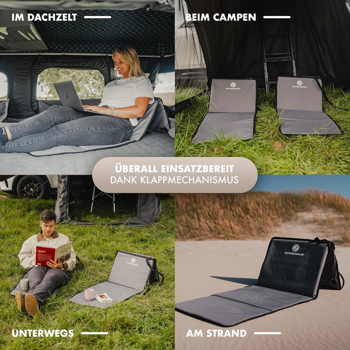NATURBUMMLER Campingliege faltbar leicht [Cloud Lounge+] – tragbare Strandliege mit Rückenlehne & Ta