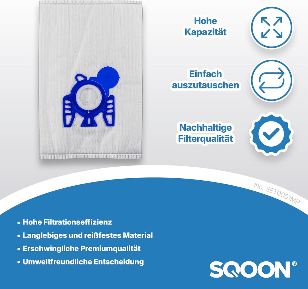 SQOON® Staubsaugerbeutel + HEPA-Filter 22 Stücke geeignet für Miele Miele Complete C2, Complete C3,