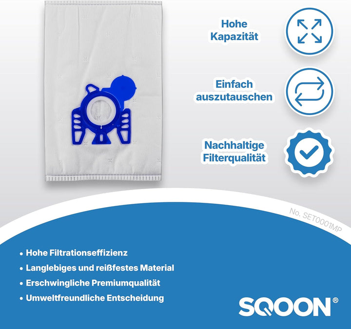 SQOON® Staubsaugerbeutel + HEPA-Filter 22 Stücke geeignet für Miele Miele Complete C2, Complete C3,