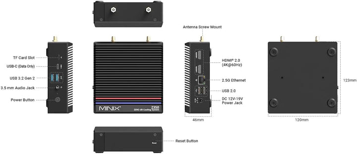 MiniX NEO Z350-0dB Fanless Mini-PC Intel Core i3-N350 16 GB RAM 512 GB SSD Windows 11 Pro